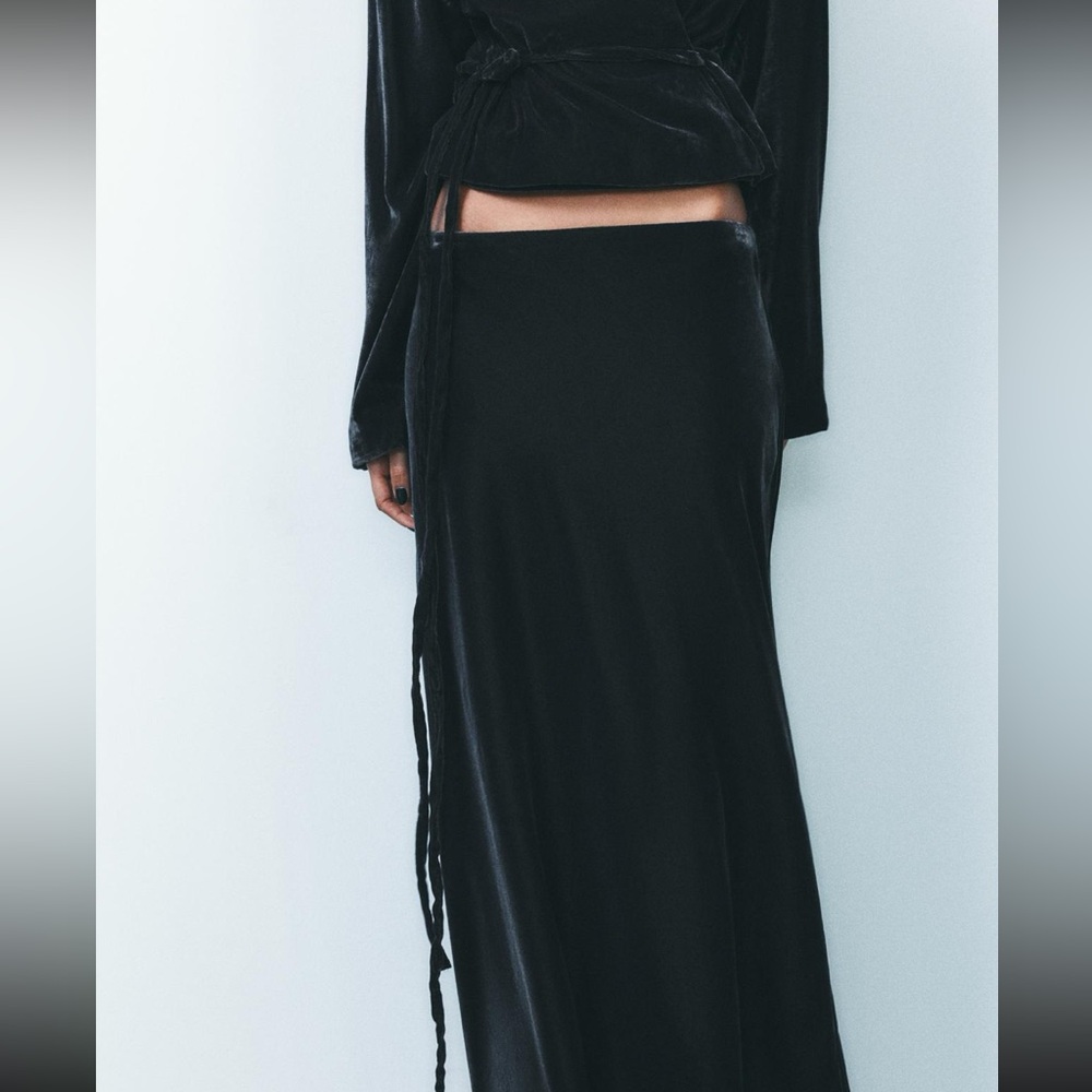 NWT Zara Velvet Midi Skirt